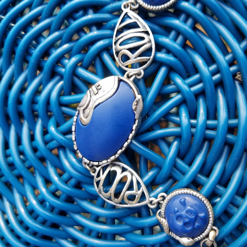 Silver & Blue Toggle Bracelet